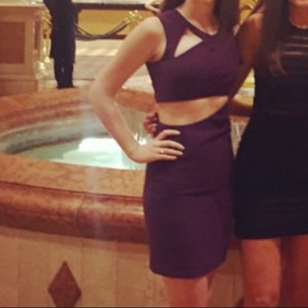 BCBGMaxAzria Purple Cutout Mini Dress